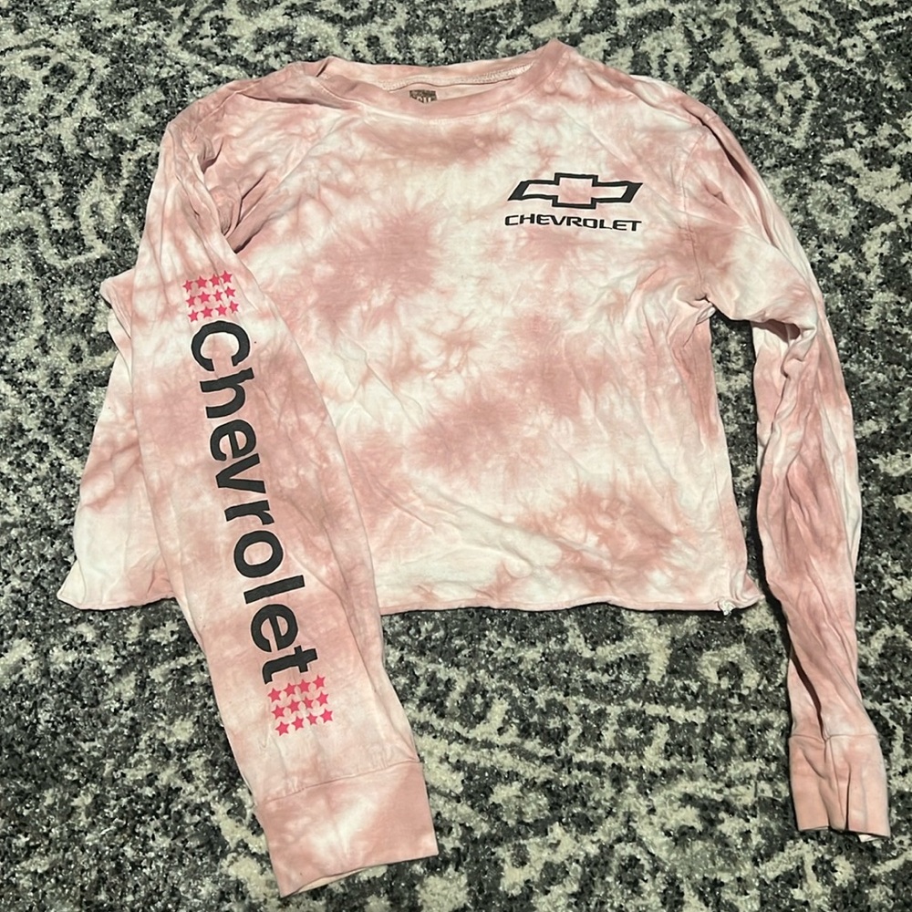 GM Chevrolet Tie Dye long sleeve crop top